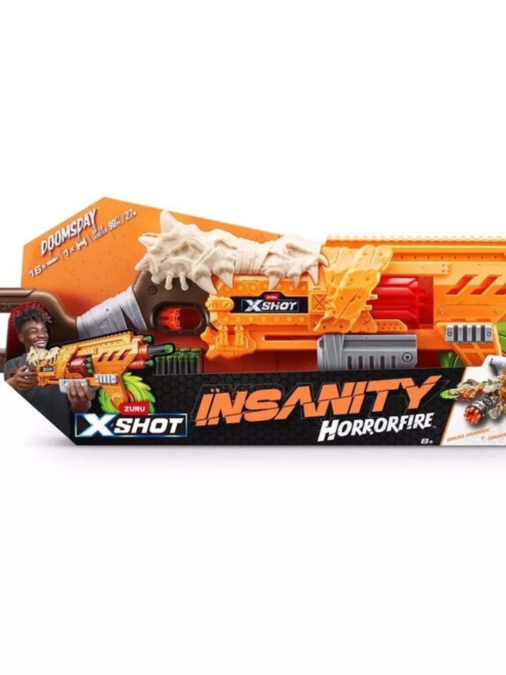 X-Shot Insanity ZURU Horror Fire Doomsday Dread Hammer Blaster - 16 Gun Darts